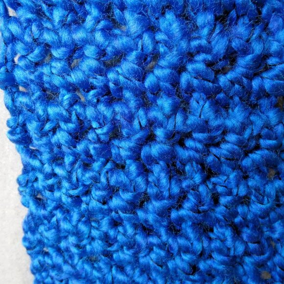 Blue Scarf 93x5 Extra Long Handmade Crochet Hand Knit Football Muffler Birthday - Picture 4 of 9